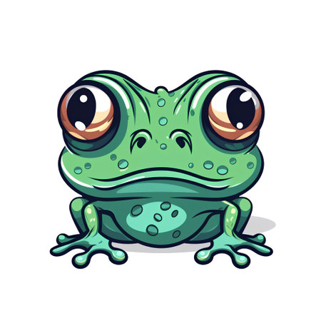 Cute cartoon frog isolated on a white background. Vector illustration.の素材