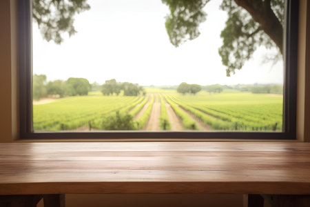 Table Top And Blur Nature of the Background. Ready for product displayの素材