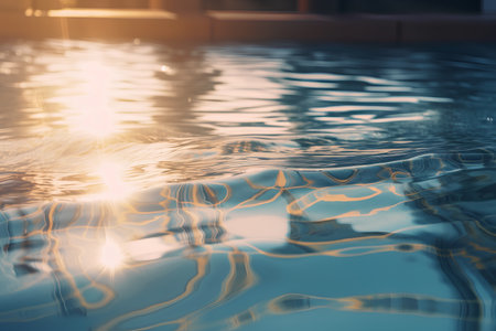 Reflection of sunlight on the surface of the water in the poolの素材