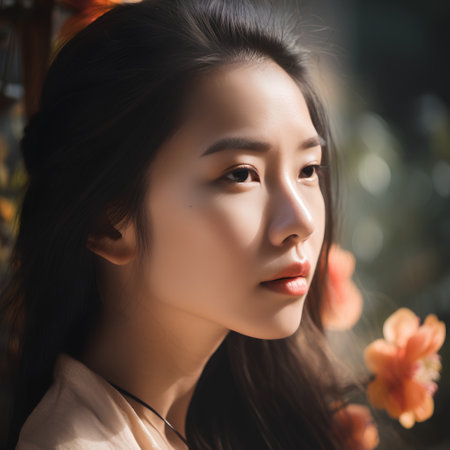 Portrait of a beautiful young asian woman with beauty face.の素材
