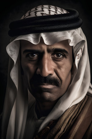 Portrait of an arabic man in traditional clothes, studio shotの素材