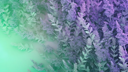 purple lavender flowers on a green background. 3d illustrationの素材