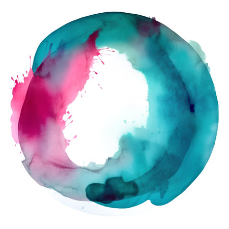 Abstract watercolor circle on paper texture. Hand drawn background. Design element.の素材