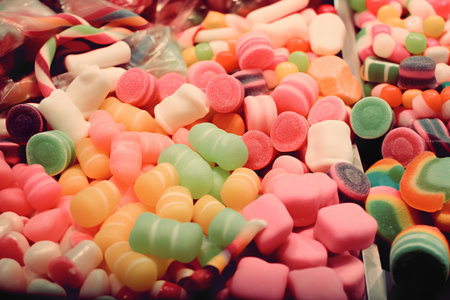 Colorful candies background. Multicolored candies background.の素材