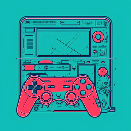 Retro video game console. Retro gamepad. Vector illustration.の素材