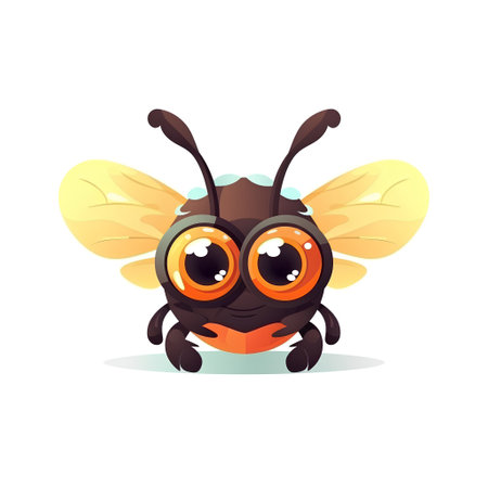 Cute cartoon bee isolated on a white background. Vector illustration.の素材