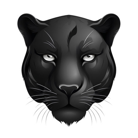 Black panther head isolated on white background. Vector illustration for your designの素材