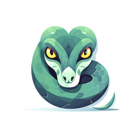 Cute cartoon snake isolated on a white background. Vector illustration.の素材