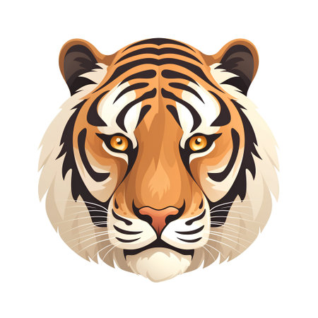 Tiger head isolated on white background. Vector illustration. Eps 10.の素材