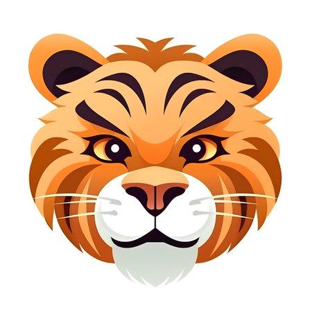 Portrait of a tiger on a white background. Vector illustration.の素材