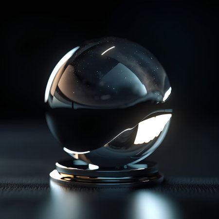 crystal ball on a dark background. 3d render illustration.の素材