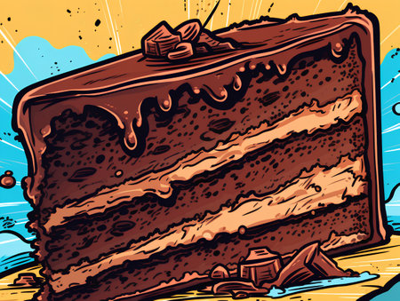 Chocolate cake. Vector illustration in retro style. Hand drawn sketch.の素材