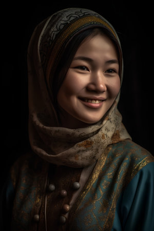 Portrait of a beautiful asian muslim woman wearing traditional clothesの素材