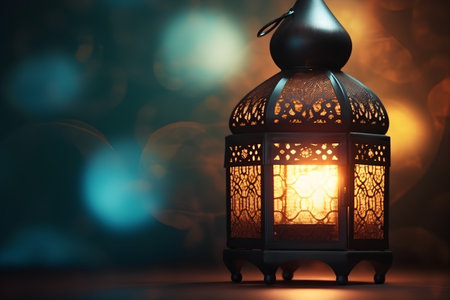 Lantern on bokeh background, Ramadan Kareem conceptの素材