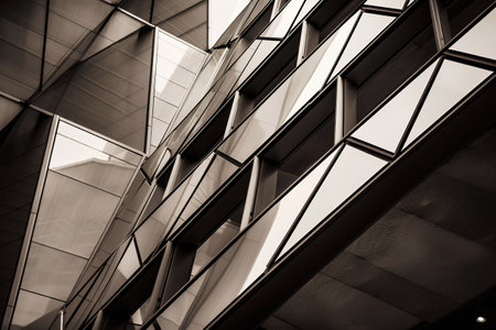 Abstract architectural detail of a modern office building. Black and white.の素材