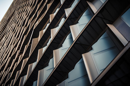 Modern office building detail. Architectural detail of modern building. Black and white tone.の素材