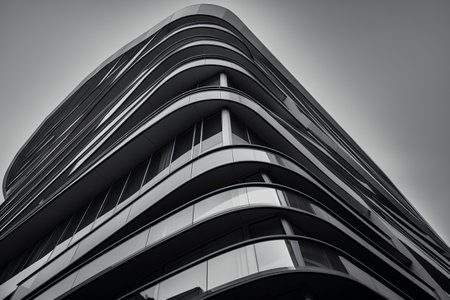 abstract modern architecture background, 3d render, black and whiteの素材