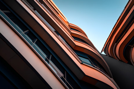 Modern architecture, detail of a modern office building, abstract architectural backgroundの素材