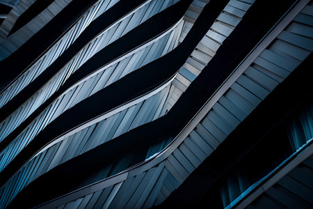 Architectural detail of a modern office building, blue tonedの素材