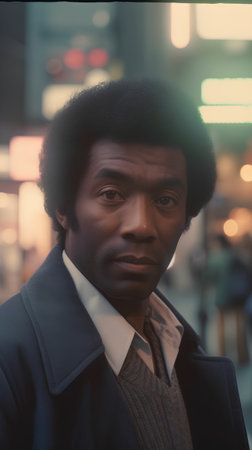 Portrait of a handsome african american man in the cityの素材