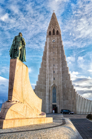 This Hallgrimskirkja church dominates the center of Reykjavikのeditorial素材