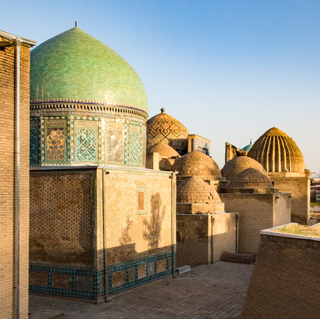 Courtyard view of madrassa in Samarkan, Uzbekistanのeditorial素材