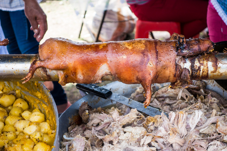 BBQ Cuy (Guinea Pig) on a spitの写真素材