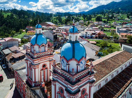 Aerial image of Iglesia De San Francisco De Sinincay in Ecuadorのeditorial素材
