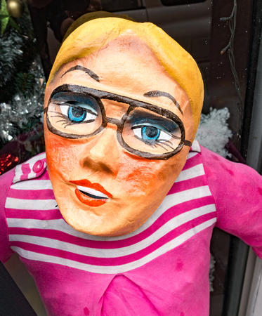 New Year's Eve 2017, Cuenca, Ecuador - Paper Mache effigy ready to burn at midnight for New Year's Eveのeditorial素材
