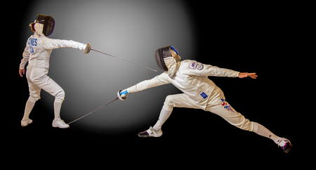 Fencer demonstrates a perfect lunge for earning a point on Mar 20, 2011