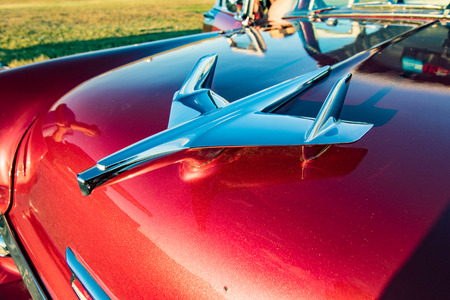 Havana, Cuba, Nov 20, 2017 - Hood ornament on 1950's Classic American Chevroletのeditorial素材