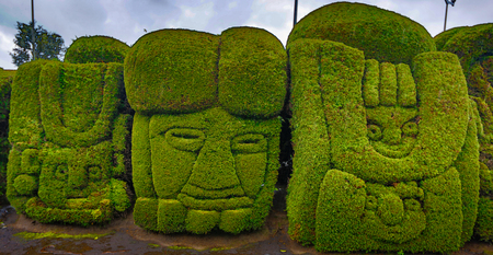 Tulum, Ecuador, Dec 11, 2017 - Exotic topiary created in Tulum cemetary in the North of Ecuadorのeditorial素材
