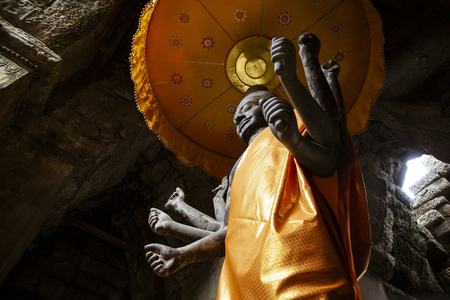Vishnu statue in Angkor Wat in Cambodiaの写真素材