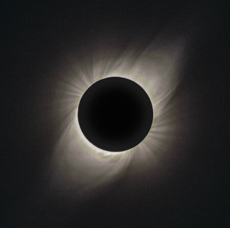 30-stop HDR of Corona o Solar Eclipse at Totality Seen From Vacuna Chile on July 2, 2019.
