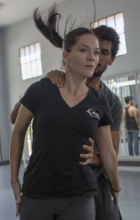 Danabierta Dance Troupe, Havana, Cuba, Nov 20, 2017 - Dance company practices their latest performance routine, with motion blurのeditorial素材