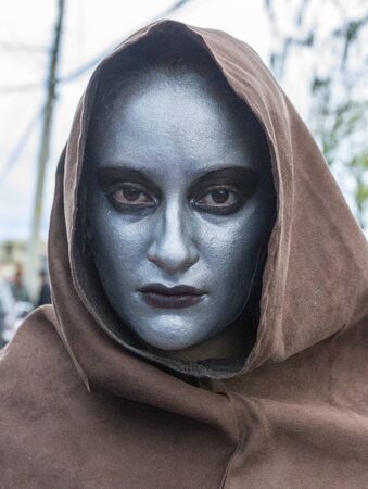 Woman dresses as ghoul for Fool s Day parade in Cuenca, Ecuador on Jan 5, 2014のeditorial素材