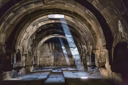 Smoke makes the light shafts visible in the Selim Caravanserai waypoint in Armenia along the Silk...