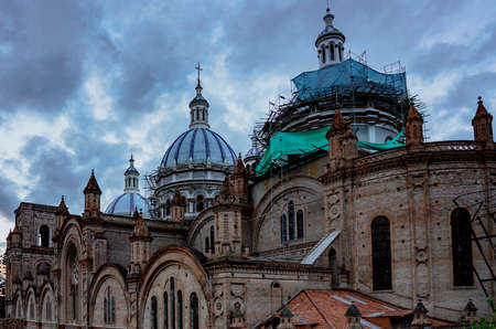 Domes of the New Cathedral in Cuenca, Ecuador under renovation