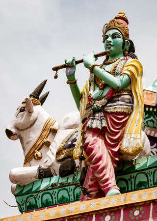 Madurai, India, Mar 10, 2018 - Close detail of statues on tranditional Hindi temples in Indiaのeditorial素材