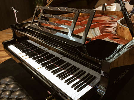 Upright classical piano ready to be played.のeditorial素材