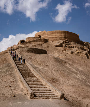 Yazd, Iran - 2019-04-11 - Stairs lead up to top of Tower of Silence where human sacrafice was once practiced.のeditorial素材