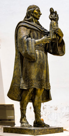 Copacabana, Bolivia, 01172023 - Statue in front of Basilica of our Lady of Copacabana.のeditorial素材