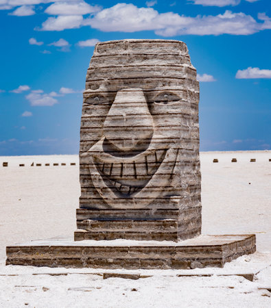 Uyuni, Bolivia, 01182023 - Whimsical stature made of salt carbed out of the Bolivian Salt Flats.のeditorial素材