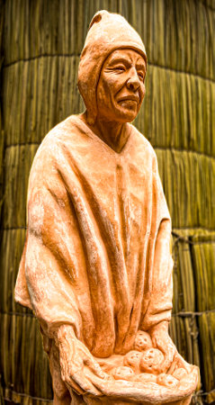 La Oaz, Bolivia, 01162023 - Statue of an indigeonous Bolivian peasant.のeditorial素材