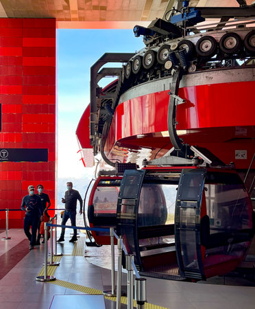 La Oaz, Bolivia, 01162023 - La Paz is traversed by more than a dozen sky trams to help people get around the city.のeditorial素材