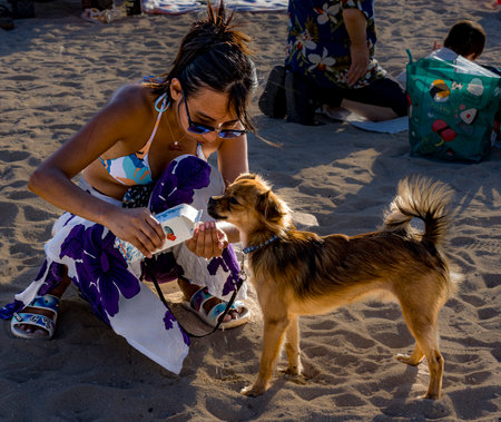 hawaii, honolulu - 20230530: Shinnyo Floating Lantern Festival - people waot amd watcjh for the event.のeditorial素材
