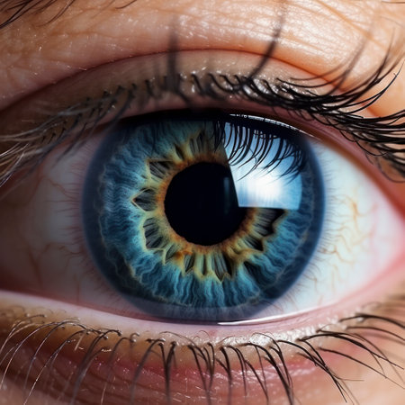 eyeball extreme closeup blue iris caucasianの素材