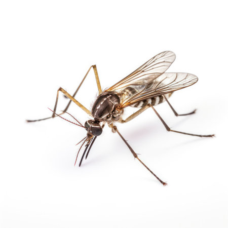 lifestyle photo extreme closeup mosquito on white backgroundの素材
