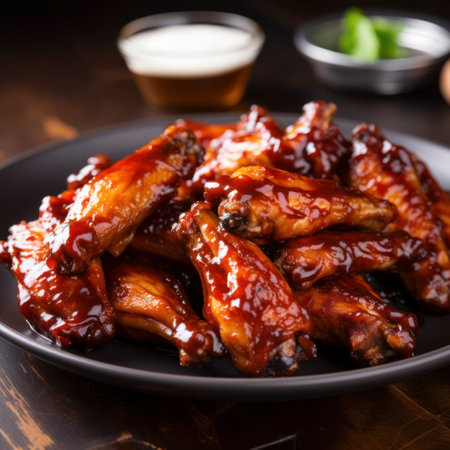 plate of bbq chicken wingsの素材