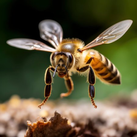 lifestyle photo honey bee flying towards cameraの素材